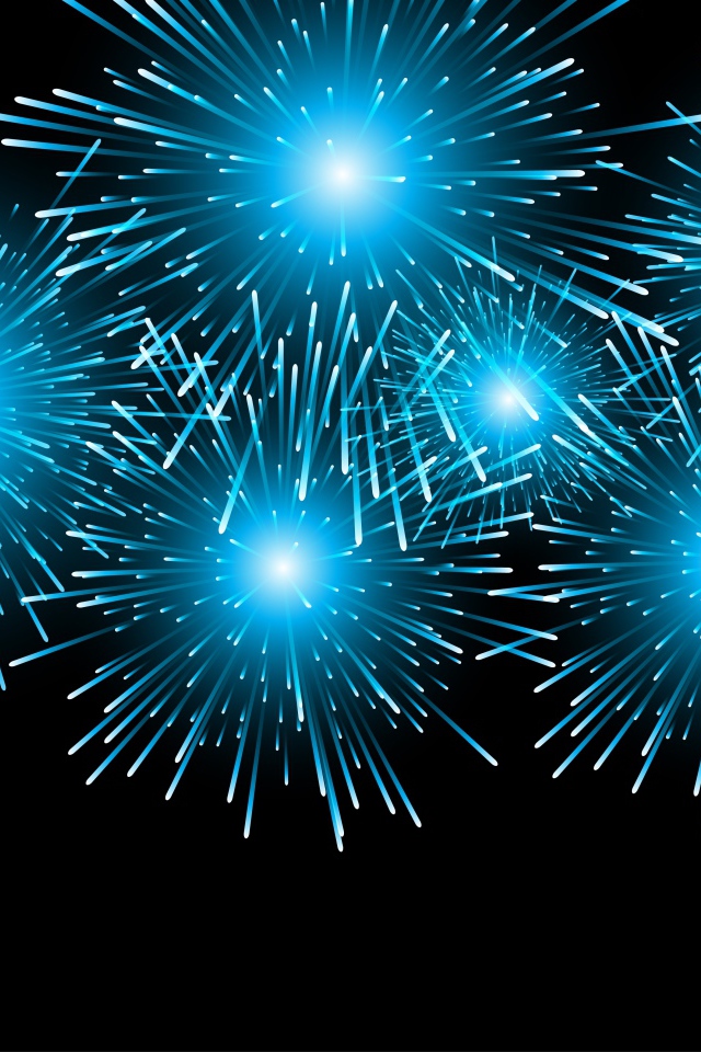 Яркий голубой салют на черном фоне