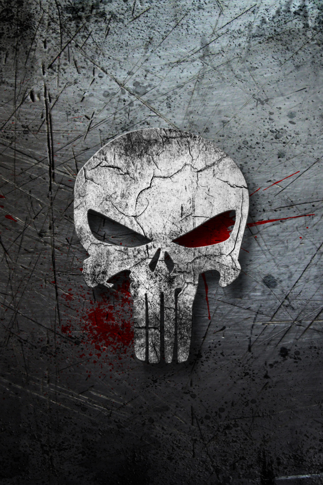 Череп с кровью на сером фоне 