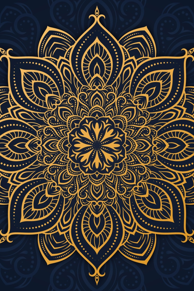 Красивый золотистый рисунок на синем фоне