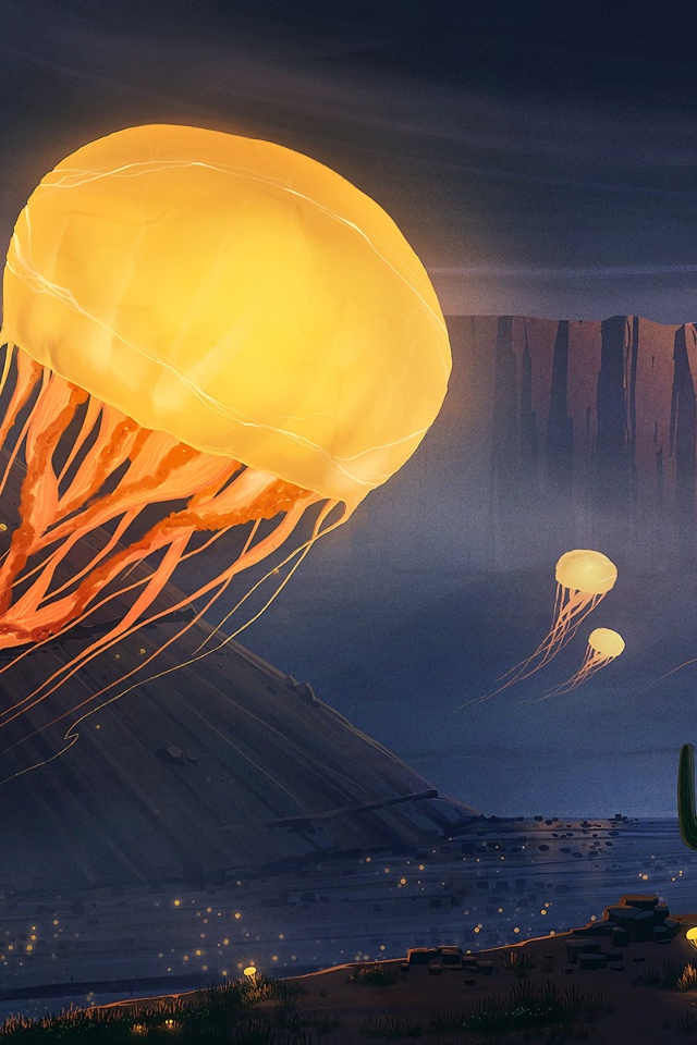 Фантастические огненные медузы в горах