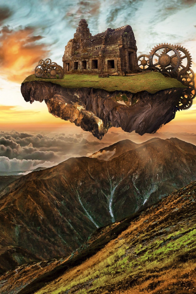 Фантастический дом на скале над облаками 