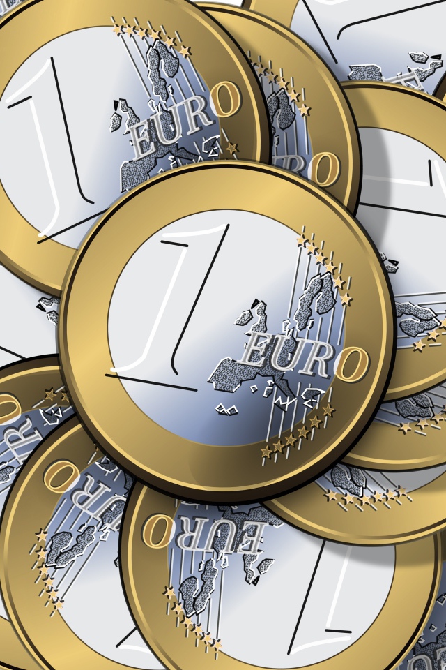 Много монет в один евро крупным планом 