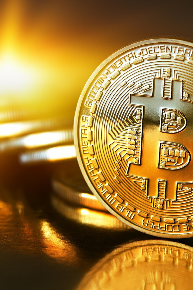 Драгоценная монета Биткоин крупным планом