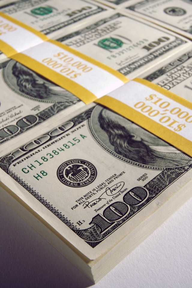 Пачки денег со сто долларовыми купюрами