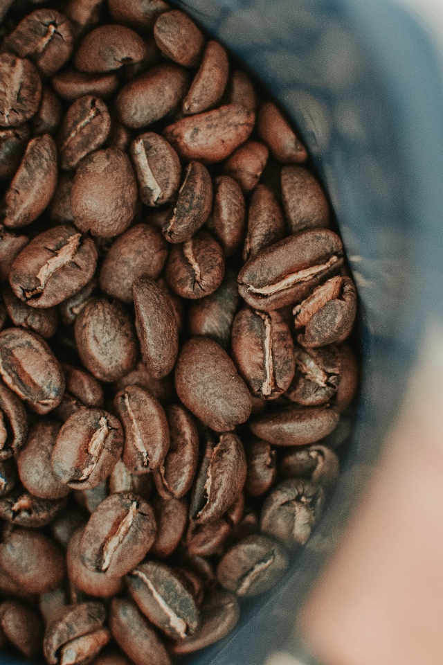 Обжаренные кофейные зерна крупным планом 