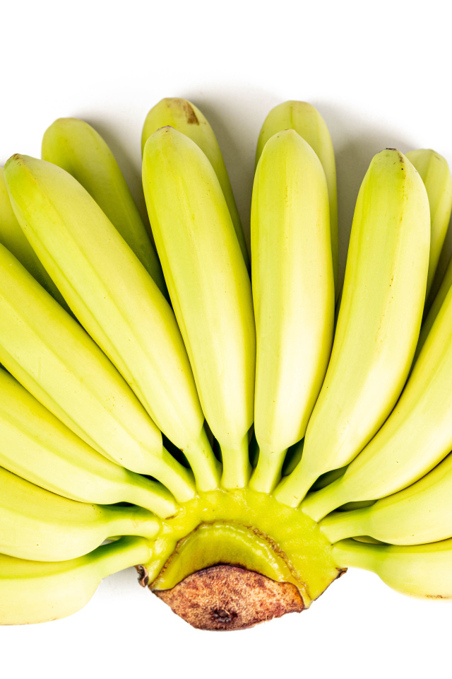 Связка спелых бананов на белом фоне