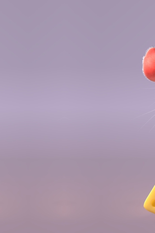 Маленький серый мышонок на кусочке сыра 