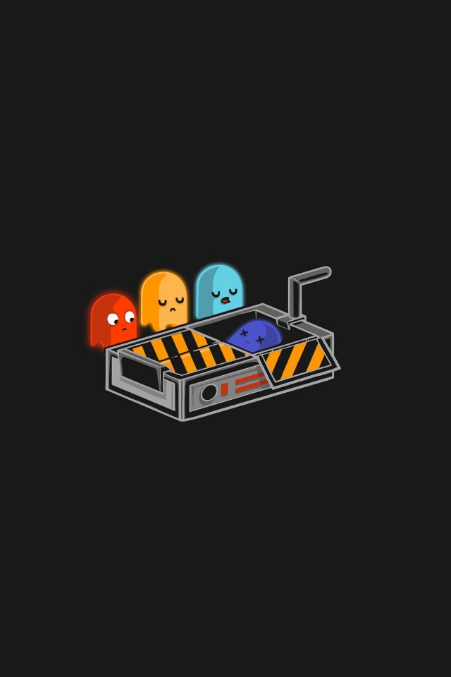 Пакмэны хоронят друга на черном фоне