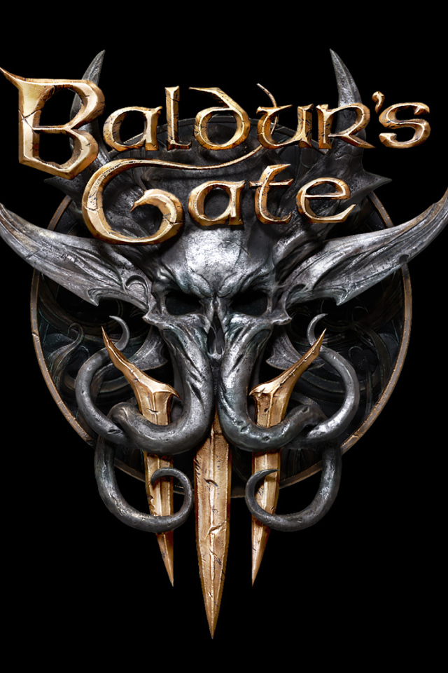 Logo of the new Baldur’s Gate III video game on a black background