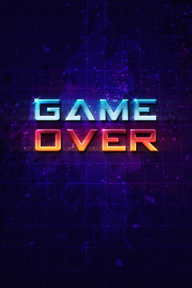 Neon inscription Game Over on a blue background