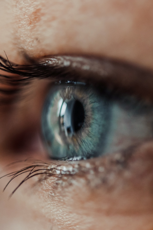 Красивый голубой глаз девушки крупным планом