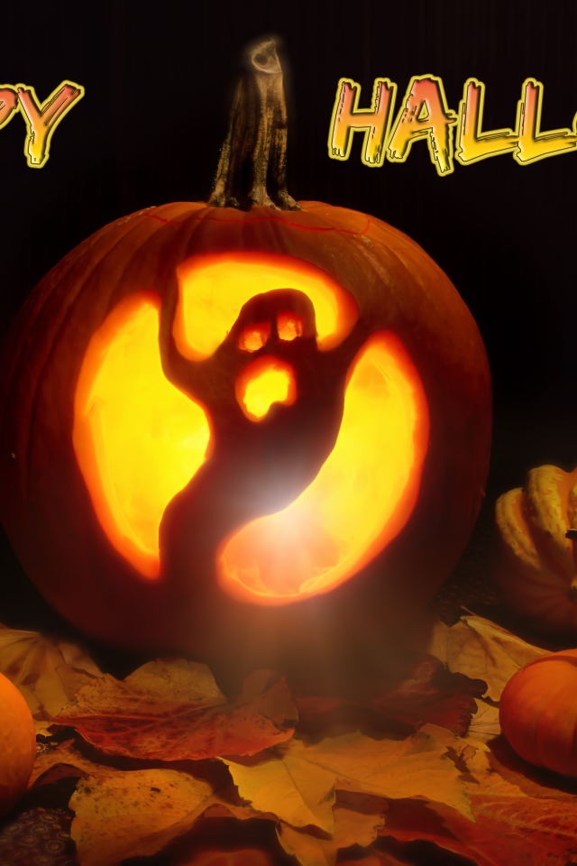 Тыквы с надписью Счастливого Хэллоуина