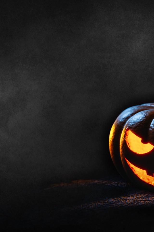 Грозная тыква на сером фон, шаблон для открытки на Хэллоуин