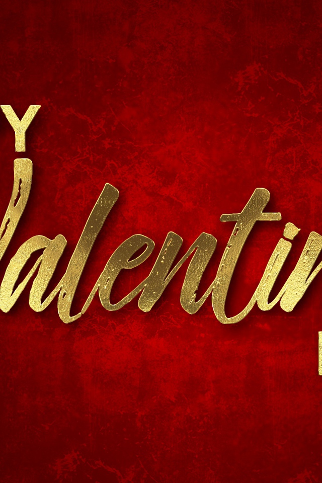 Надпись на английском С Днем Святого Валентина на красном фоне
