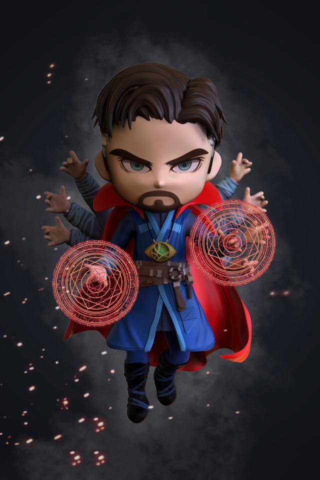 Персонаж Марвел Доктор Стрэндж на сером фоне