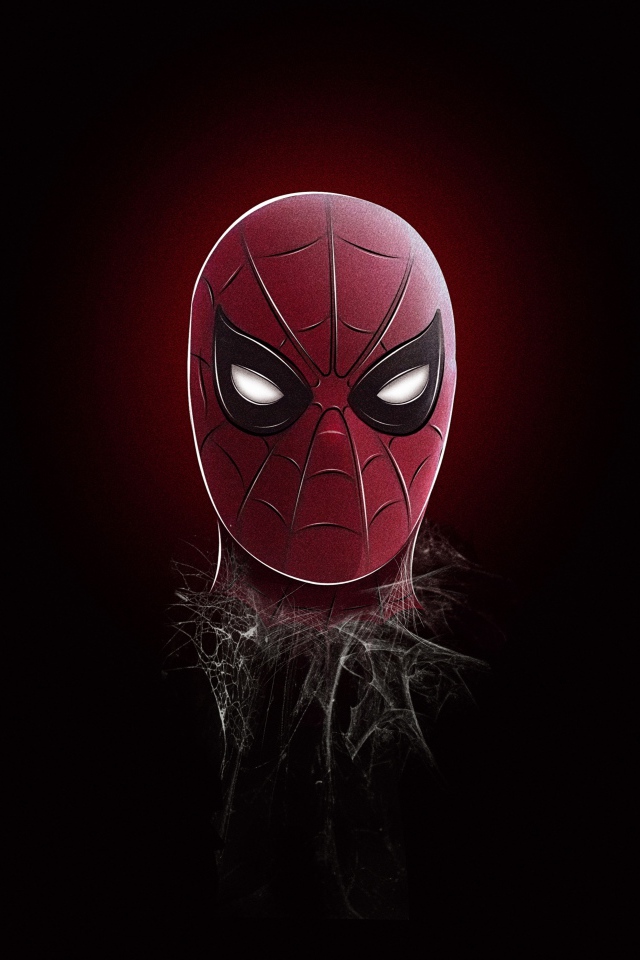 Spiderman mask on black background