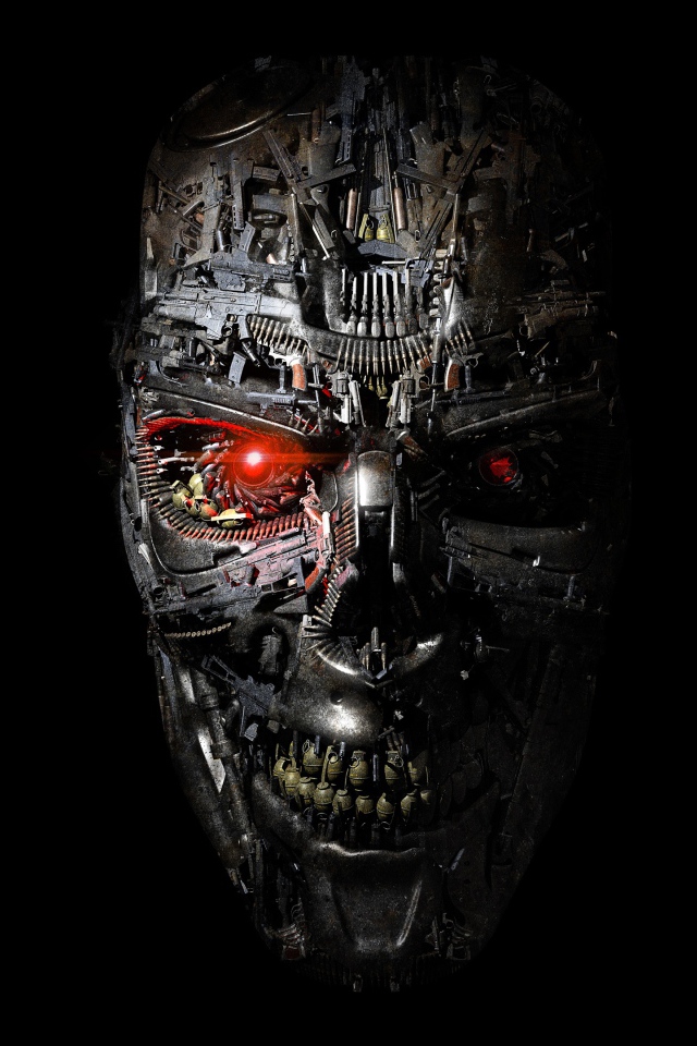 Маска терминатора на черном фоне