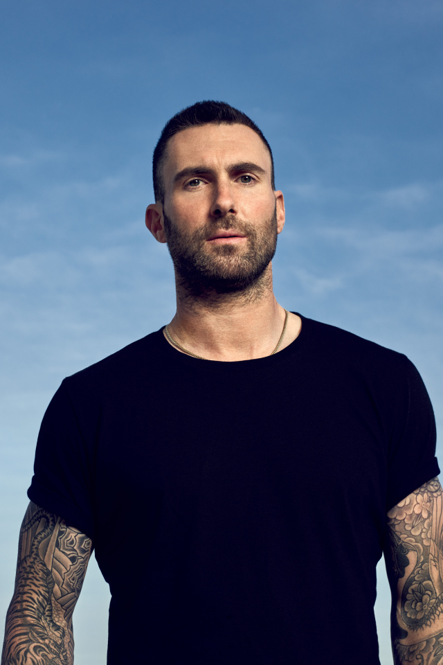 Американский певец Адам Левин на фоне неба