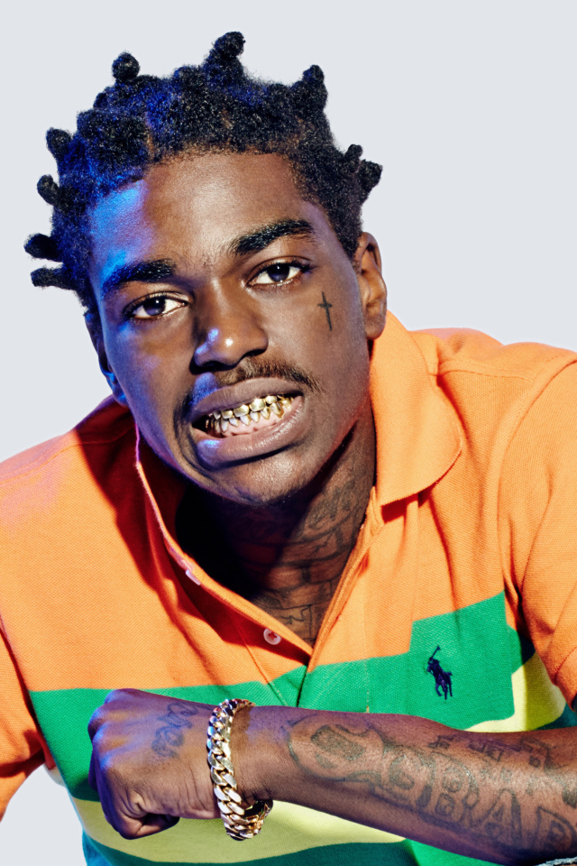 Хип-хоп исполнитель Kodak Black на сером фоне