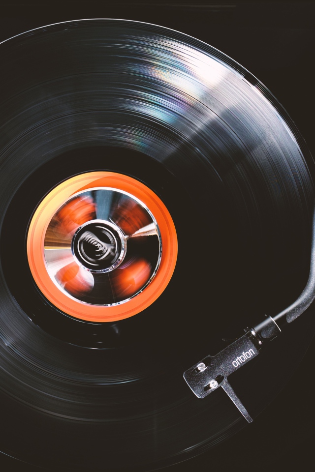 Old vinyl record on a turntable