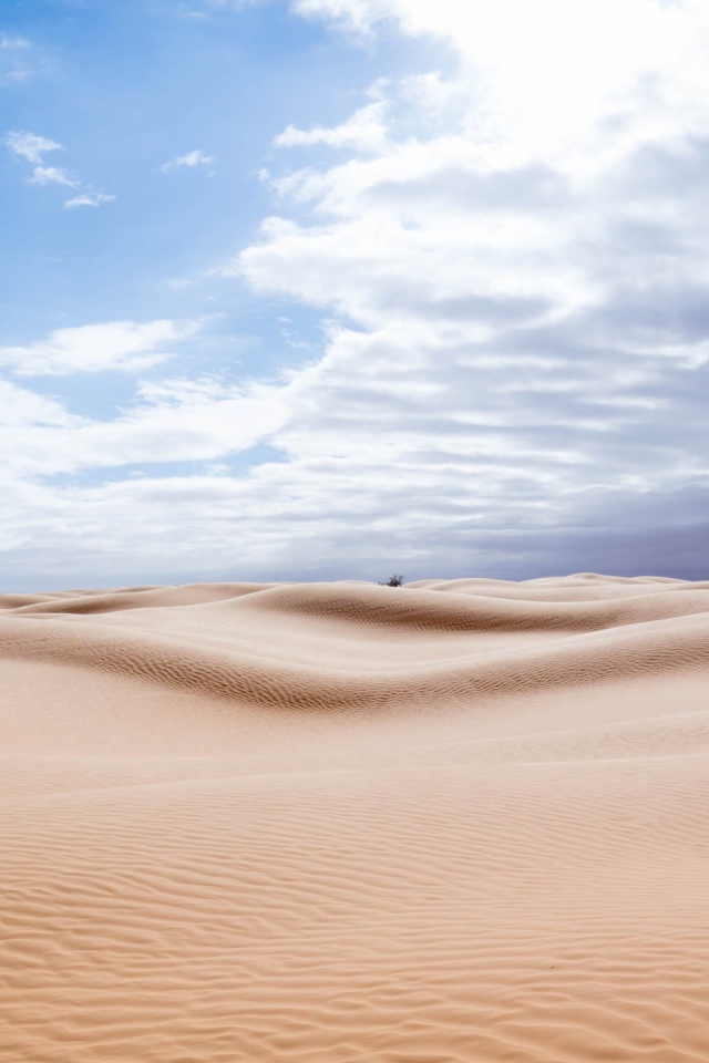 Горячий песок пустыни под солнечным небом 