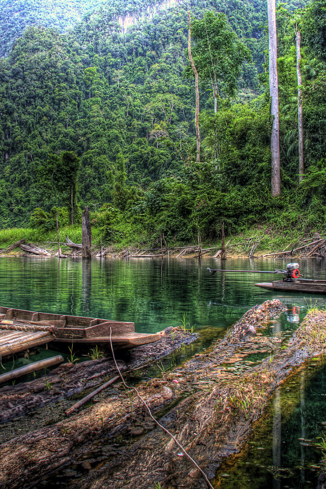 Старые деревянные лодки на берегу реки