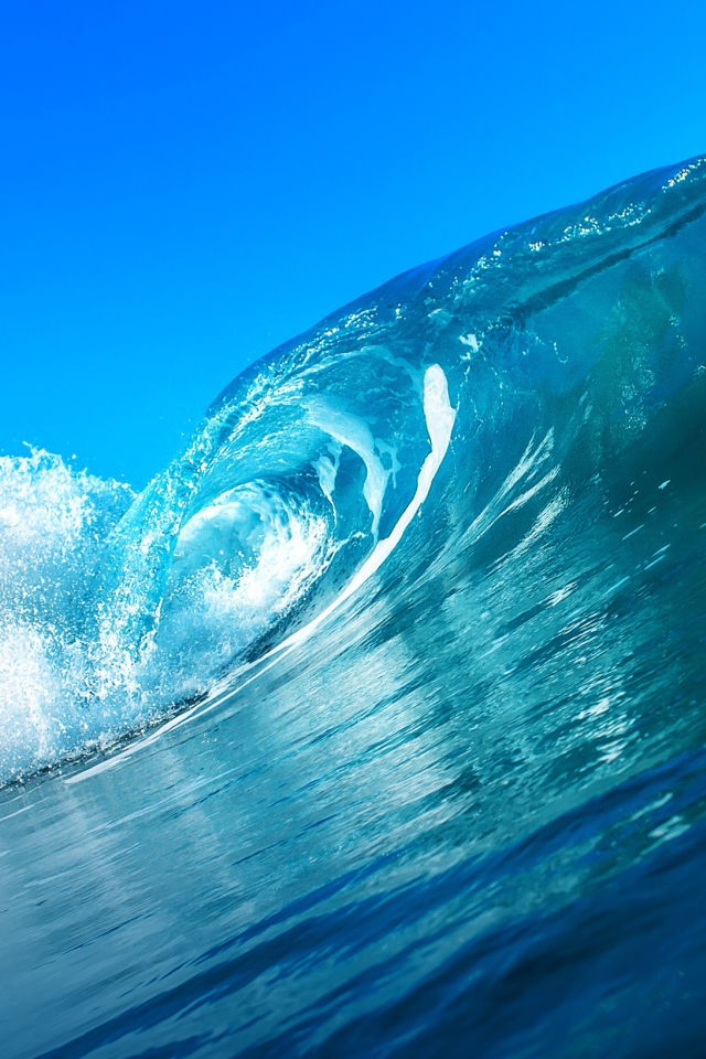 Beautiful blue wave in the ocean