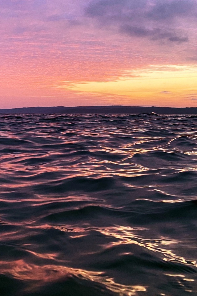 Pink sunset over a calm sea