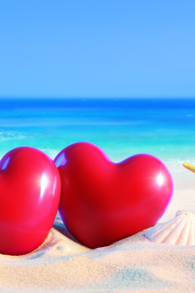 Сердце на пляже