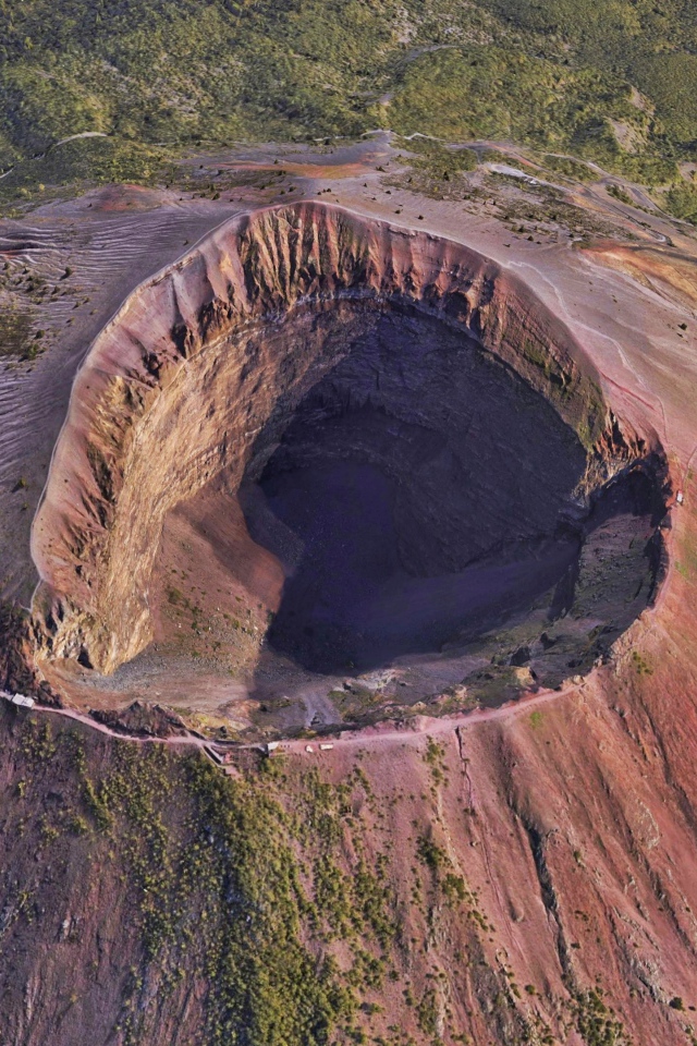 Crater of the volcano Vesuvius top view