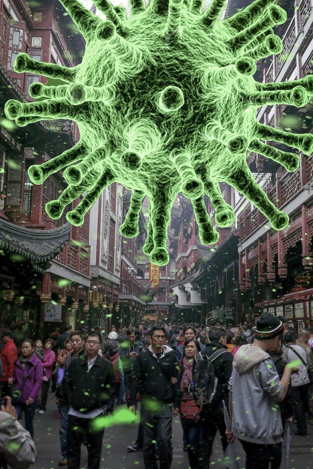 Вирус коронавируса навис над городом, Китай