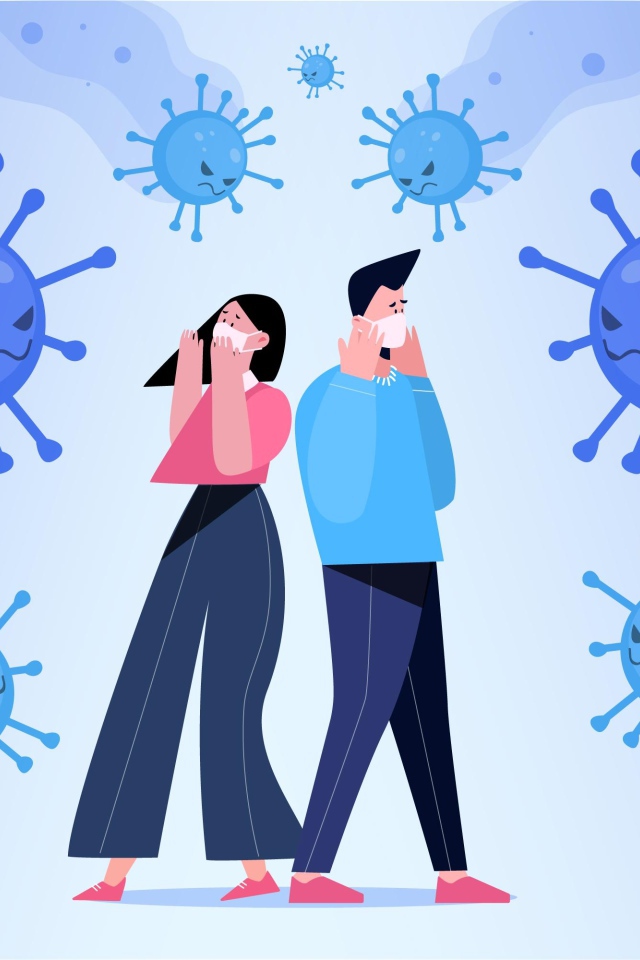 Мужчина и девушка защищаются от бактерий 