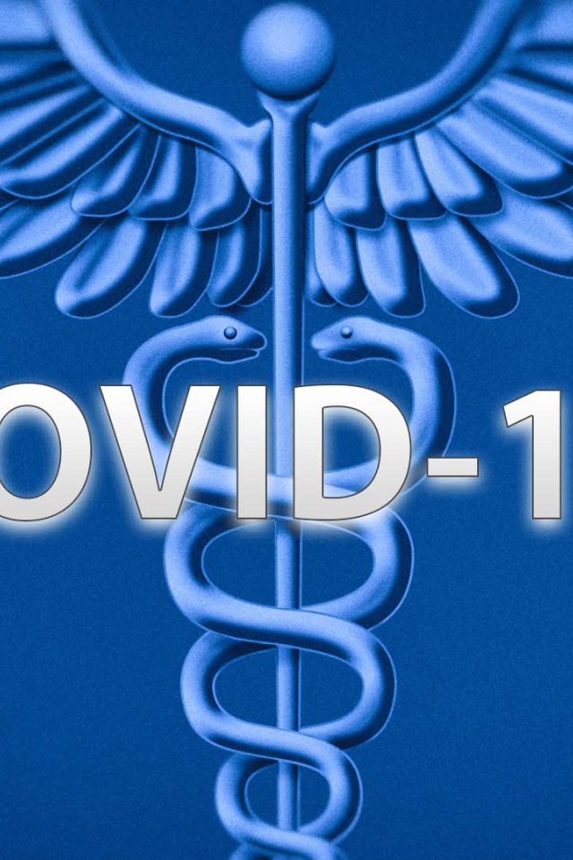 Надпись коронавирус covid-19 на синем фоне