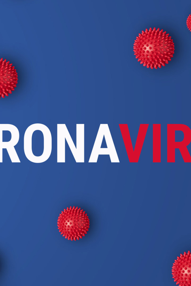 Надпись коронавирус на синем фоне, 2020