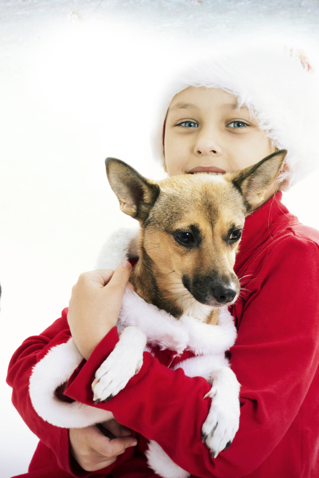 Голубоглазая девочка с собаками и котенком