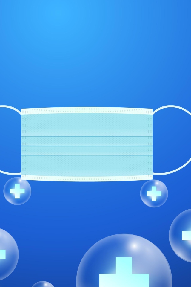 Медицинская маска от коронавируса на голубом фоне 