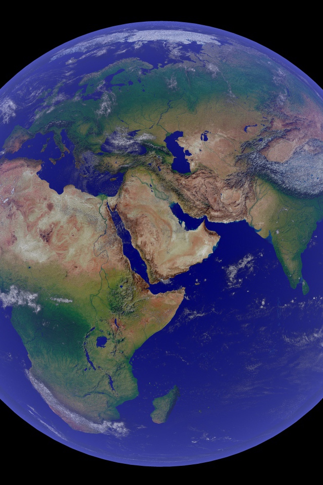 Большая голубая планета Земля на черном фоне