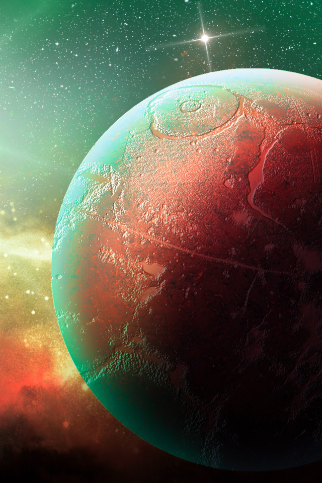 Большая планета в космосе яркими звездами