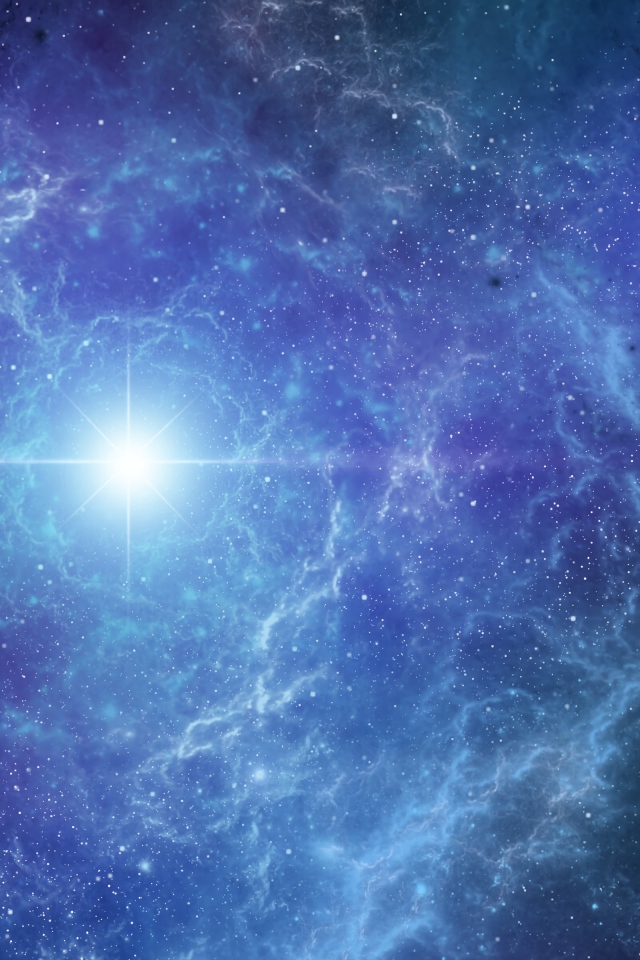 Яркая звезда в туманном звездном небе 