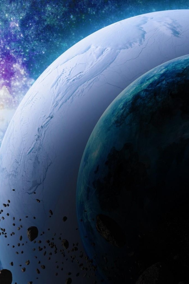 Планеты солнечной системы в космосе с астероидами