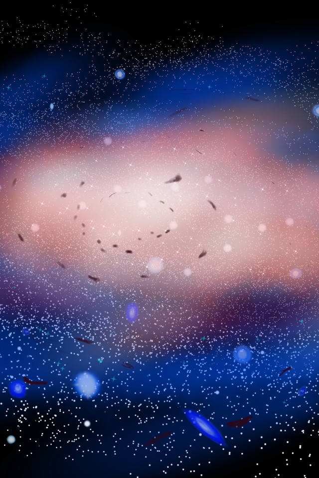 Спиральная неоновая галактика на черном фоне