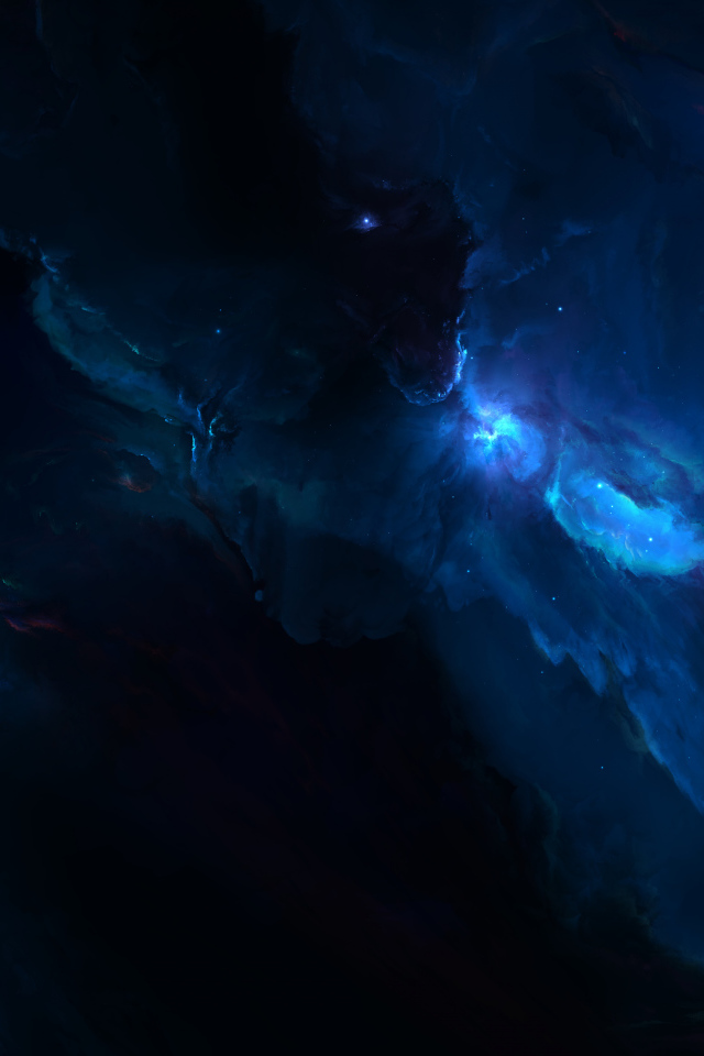 Звезды в синем туманном космосе 