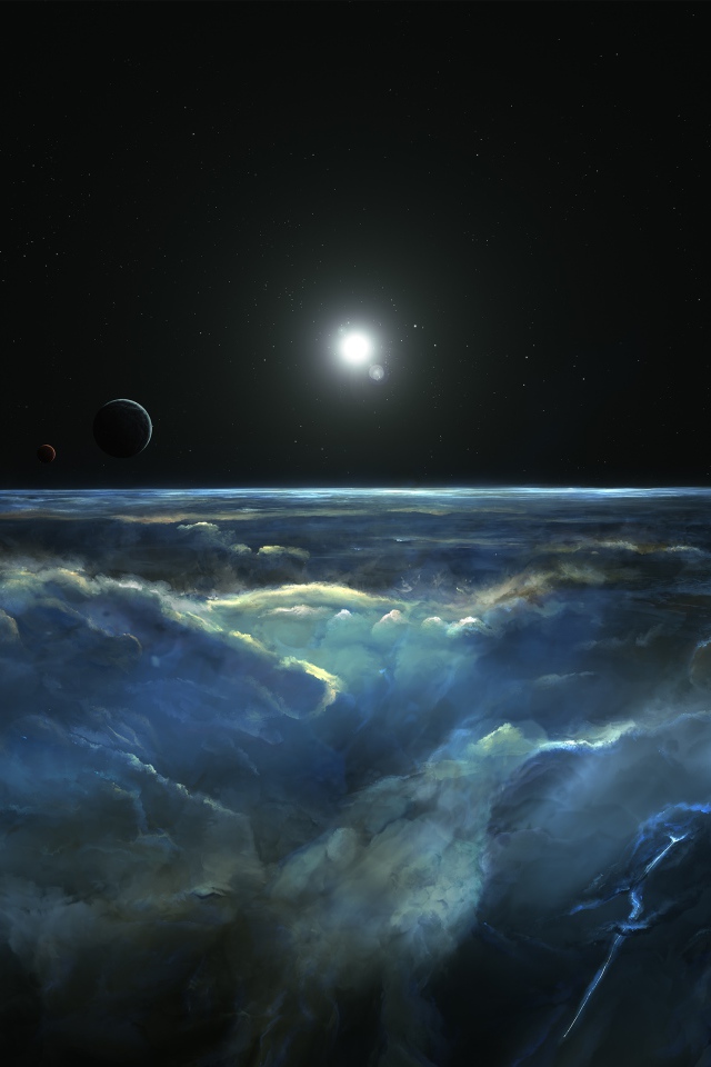 Штормовое небо с молнией вид с космоса