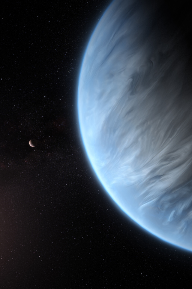 Вид на планету в черном космосе 