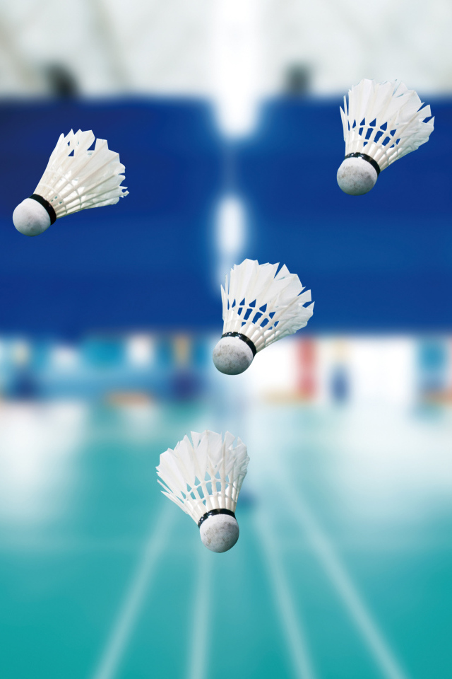 Badminton shuttlecocks in the air