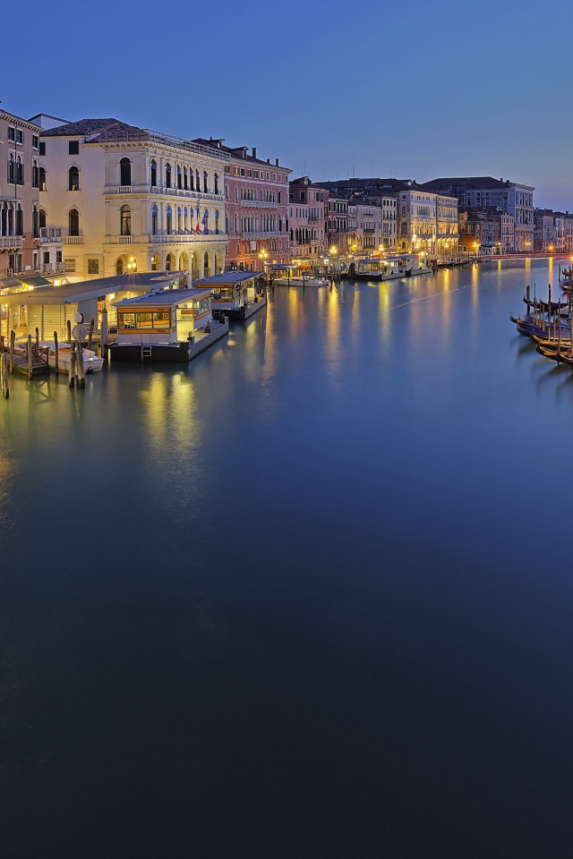 Houses on the bank of the canal in the evening, Venice, Italy