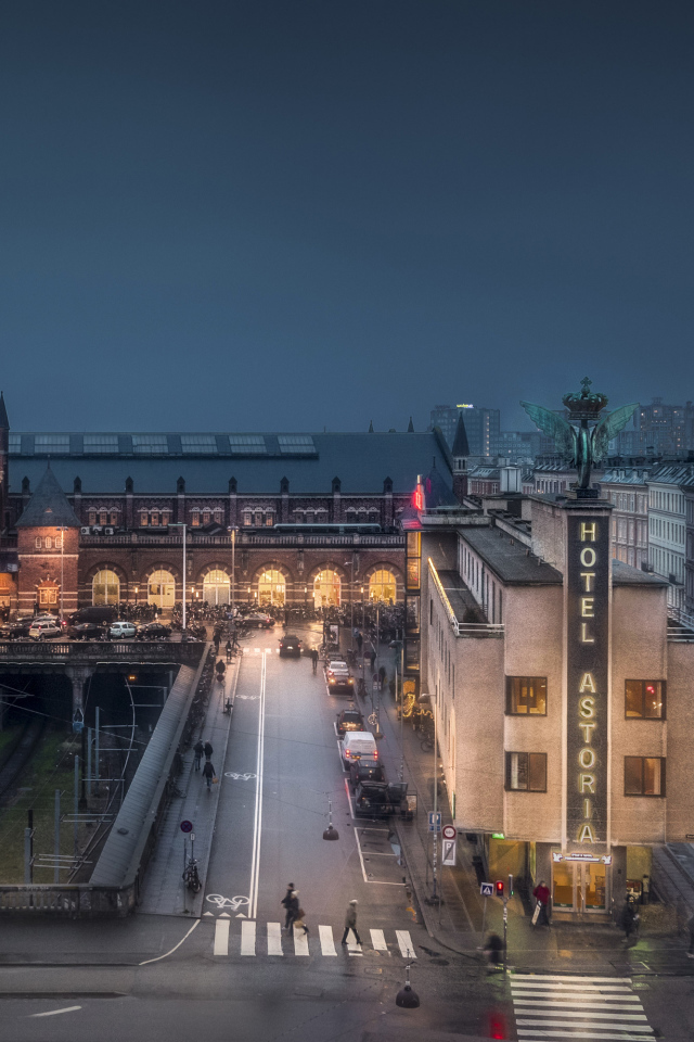 Вид на ночной Копенгаген, Дания