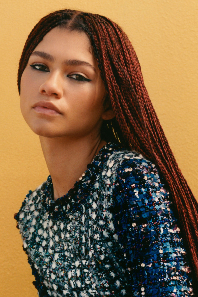 Actress Zendaya with pigtails on her head