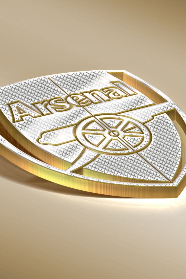 Логотип футбольной команды Arsenal на коричневом фоне 