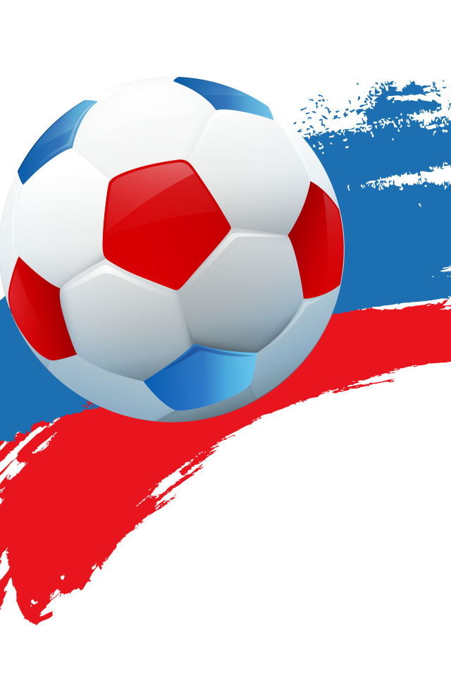 Футбольный мяч на фоне российского флага 